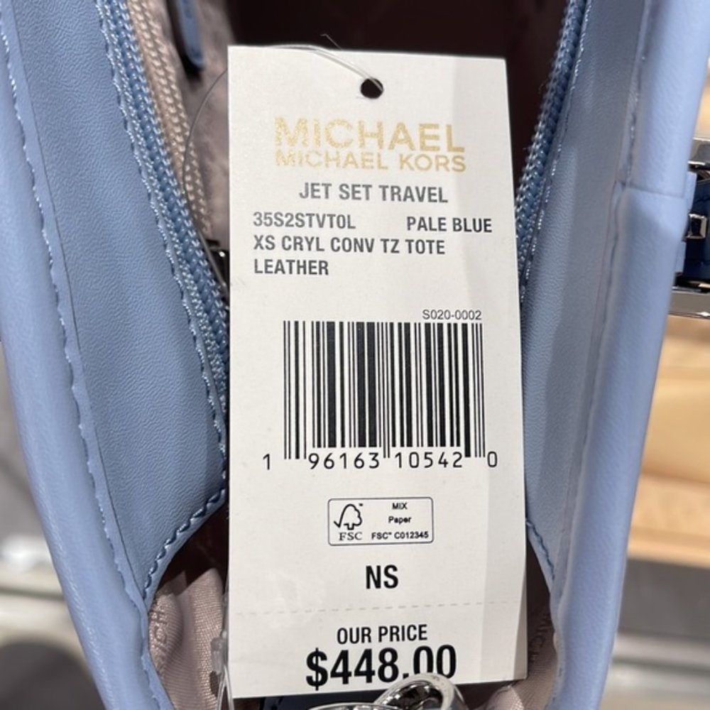 Michael Kors Xs Cryl Conv Tz Tote Pale Blue - Picture 2 of 16